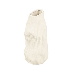 VASO DECORATIVO ORGANICO EM CERAMICA CREME G 31X15CM