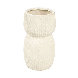 VASO DECORATIVO TEXTURAS EM CERAMICA CREME P 20X11CM