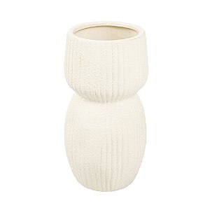 VASO TEXTURAS DECORATIVO EM CERAMICA CREME G 24X13CM