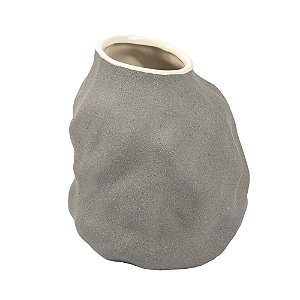 VASO DECORATIVO ORGANICO EM CERAMICA CINZA ESCURO  18X16CM
