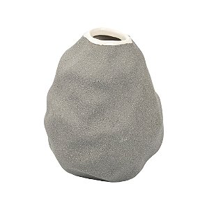 VASO DECORATIVO ORGANICO EM CERAMICA CINZA ESCURO P 12X10CM
