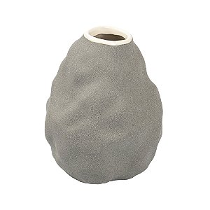VASO DECORATIVO ORGANICO EM CERAMICA CINZA ESCURO G 17X13CM