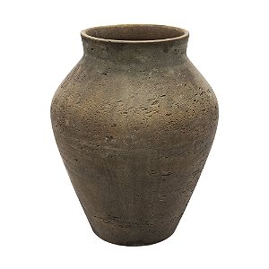 VASO DECORATIVO RUSTICO DE CIMENTO CINZA ESCURO 40CM