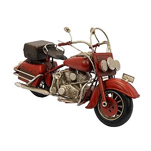 MOTOCICLETA  EM MINIATURA VERMELHO EM METAL 16X27X9,5CM