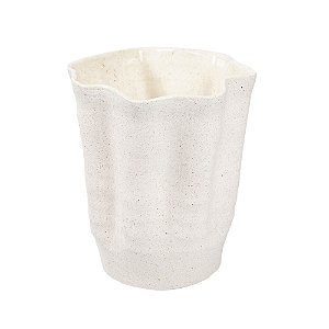 VASO DECORATIVO ORGANICO EM CERAMICA BRANCO 21X18CM