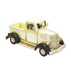 MINIATURA CAMINHONETE BEGE EM METAL 7,5X16X7,5CM