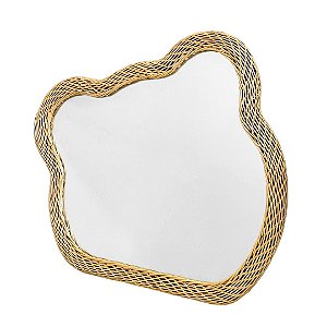 ESPELHO EM MADEIRA DECORATIVO FORMATO ORGANICO 75X45CM
