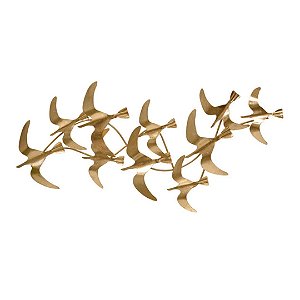 ESCULTURA PAREDE DECORATIVO EM METAL PASSAROS BANDO 45X104CM