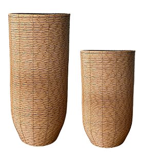 CONJ 02 VASOS DE CHAO DECORATIVO EM FIBRA SINTETICA