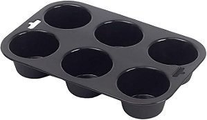 FORMA EM SILICONE PARA 6 BOLINHOS PRETA - MOZCADA