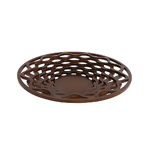 CENTRO DE MESA DECORATIVO MADEIRA EM CURVAS MARROM 52cm