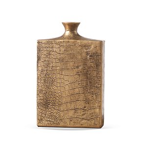 VASO DECORATIVO EM RESINA ESTILO CROCO DOURADO 24cm