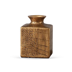 VASO DECORATIVO EM RESINA ESTILO CROCO DOURADO 11,5cm