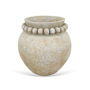 VASO DECORATIVO EM CERAMICA COM ESFERAS BEGE MESCLADO cadastrar