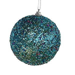 Conj 03 Bolas Natalina Azul Decorada - 10cm