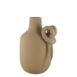 VASO GARRAFA CERAMICA MARROM RUSTICO LACO VOLUTA II 26,5CM