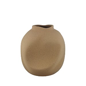 VASO DECORATIVO EM CERAMICA MARROM RUSTICO VOLUTA III 19CM