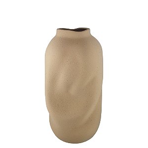VASO DECORATIVO EM CERAMICA MARROM RUSTICO VOLUTA II 32CM