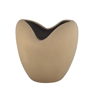 VASO DECORATIVO CERAMICA MARROM RUSTICO ATOMO III 24CM