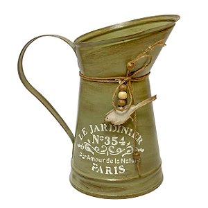 Vaso Jarro Decor de Metal Rústico Verde Le Jardinier 19,5cm
