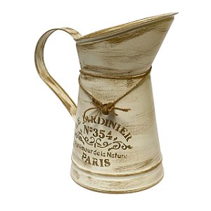 Vaso Jarro Decor de Metal Rústico Bege Le Jardinier 19,5cm