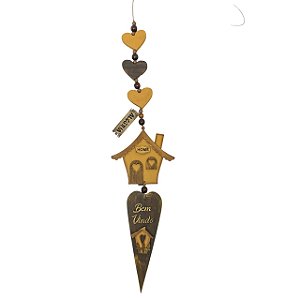 Pingente Decorativo Home de Madeira Bem Vindo 49 cm