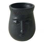 Vaso Ceramica Preto Rosto