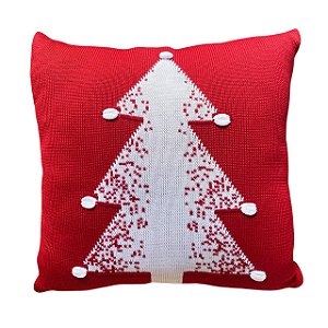 Almofada Pinheiro Tricot 50x50 Vermelho/Branco