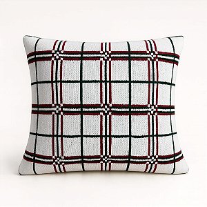 Almofada Xadrez Tricot 50x50 Branco