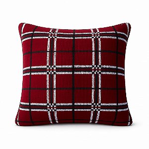 Almofada Xadrez Tricot 50x50 Vermelha
