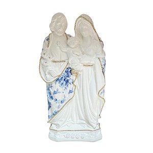 ESCULTURA SAGRADA FAMILIA EM PE BRANCA DECOUPADA DE 30CM