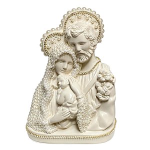 ESCULTURA BUSTO DA SAGRADA FAMILIA COM PEROLA DE RENOIR 20CM