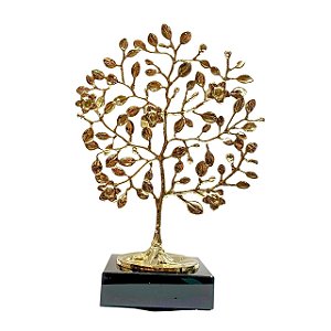 ESCULTURA ARVORE DA VIDA DECORATIVA EM METAL DOURADO 28X19X10CM
