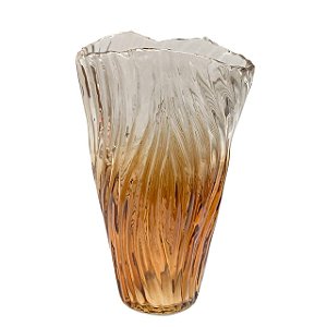 VASO DECORATIVO VIDRO FOSCO DEGRADE AMBAR 25X15X10CM