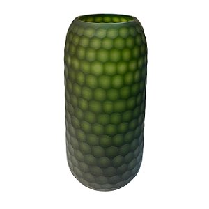 VASO VIDRO VERDE FOSCO DECORATIVO MATELADO 31X15CM