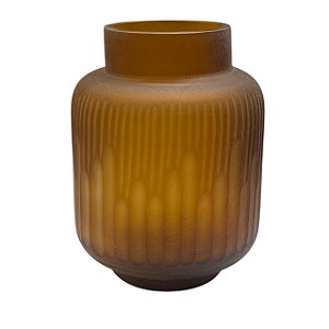 VASO DECORATIVO AMBAR FOSCO EM VIDRO 24X18CM