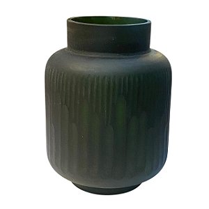 VASO VIDRO VERDE FOSCO DECORATIVO 24X12CM