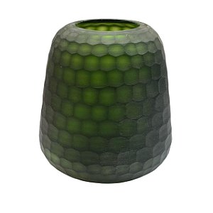 VASO DECORATIBO VIDRO VERDE FOSCO MATELADO 22X20XM