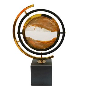 AMPULHETA DECORATIVA AREIAS DO DESERTO COM BASE EM METAL 34X22CM