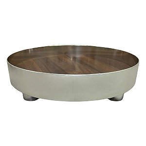 BANDEJA DECORATIVA EM METAL REDONDA ABS GIRATORIA 30CM