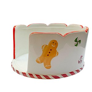 PORTA PANETONE M ABERTO CERAMICA GINGERBREAD LUIZ SALVADOR