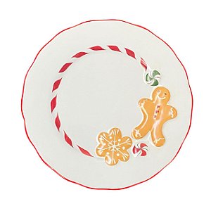 PRATO SOBREMESA CERAMICA GINGERBREAD RELEVO LUIZ SALVADOR