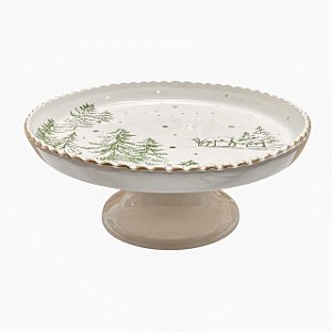 PRATO DE BOLO CERAMICA DECORATIVO RENA OURO LUIZ SALVADOR