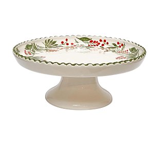 PRATO DE BOLO CERAMICA DECORATIVO BERRIES OURO LUIZ SALVADOR