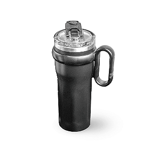 Caneca Termica com Alca Tampa e Canudo Inox Black 1,2L