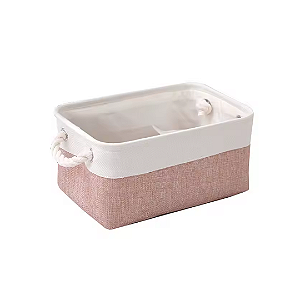 Cesto Organizador Urban Linho e Algodão Rosa