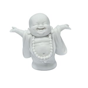 Escultura Monge Abraco P Branco em po de Marmore 10cm