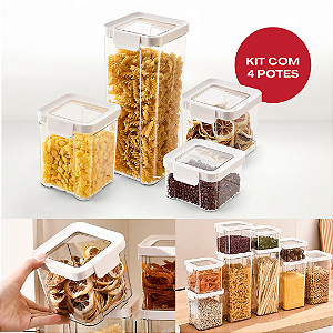 Kit 4 Pote Empilhavel hermetico Mantimento GuardFresh 3.9L