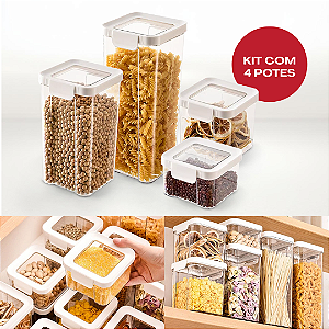 Kit 4 Pote Empilhavel hermetico Mantimento GuardFresh 4.2L