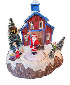Vila Natalina Papai Noel giratorio com Luz , som e movimento